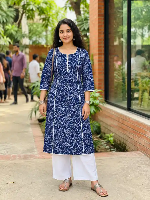 প্রিমিয়াম ওয়ান পিস কুর্তি - পাতা ডিজাইন