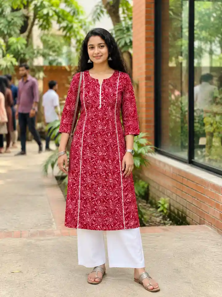 প্রিমিয়াম ওয়ান পিস কুর্তি - পাতা ডিজাইন