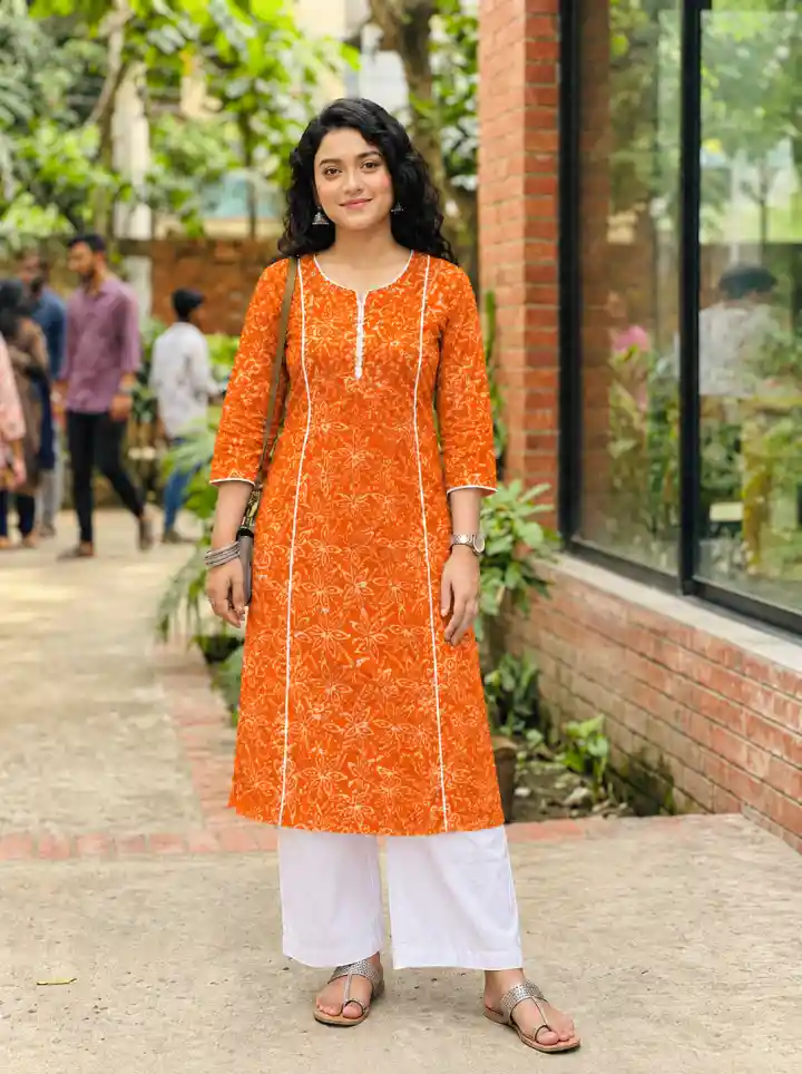 প্রিমিয়াম ওয়ান পিস কুর্তি - পাতা ডিজাইন